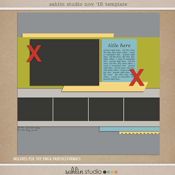 FREE November '15 Digital Scrapbooking Template by Sahlin Studio