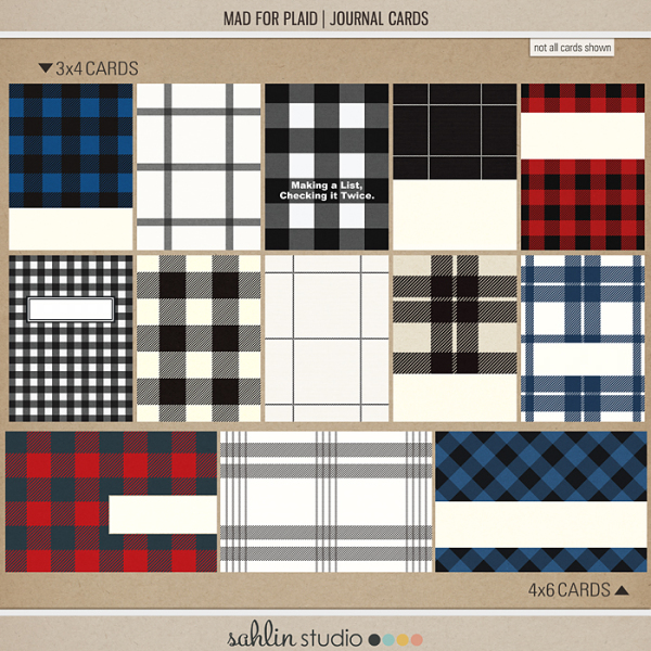 Mad for Plaid (Journal Cards)by Sahlin Studio | Perfect for Project Life, December Daily or Document your December projects!!