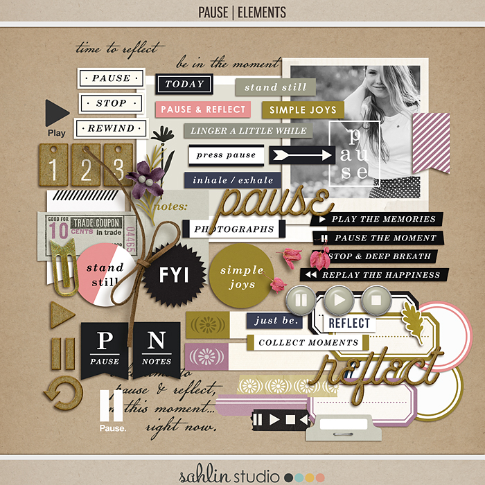 Pause | Elements by Sahlin Studio - Gratitude Scrapbook Kit