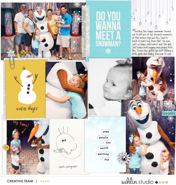 Disney's Olaf meet and greet digital Project Life page featuring Project Mouse: Ice by Britt-ish Designs and Sahlin Studio