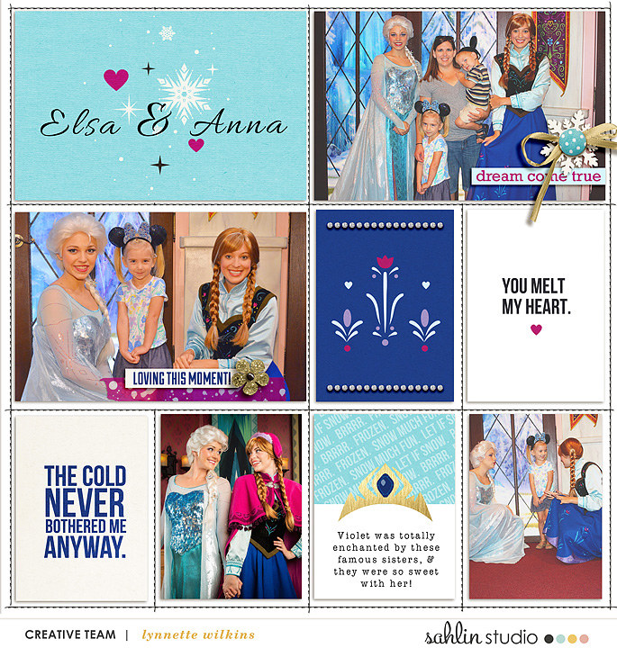 Disney's Elsa and Anna Meet and Greet Project LIfe layout featuring Project Mouse: Ice by Britt-ish Designs and Sahlin Studio 