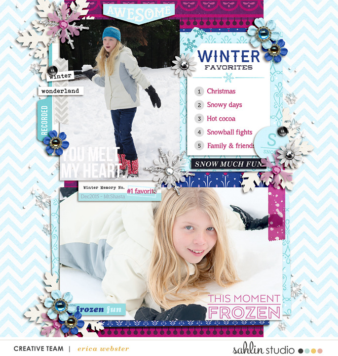 Winter digital scrapbook layout featuring Project Mouse: Ice by Britt-ish Designs and Sahlin Studio 