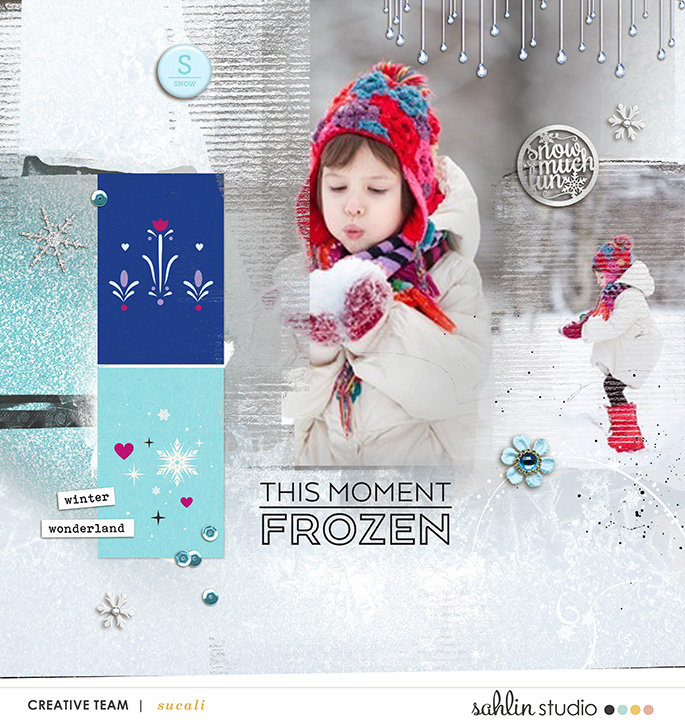 Snow Fun digital scrapbooking page featuring Project Mouse: Ice by Britt-ish Designs and Sahlin Studio