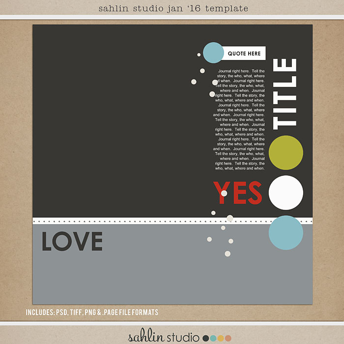 January 2016 Template by Sahlin Studio - Digital scrapbook templates perfect for making pages in a snap!