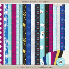 Project Mouse: Ice (Papers) by Britt-ish Designs and Sahlin Studio - Perfect for your Project Life or Project Mouse albums for scrapbooking Disney's Frozen or other magical winter memories.
