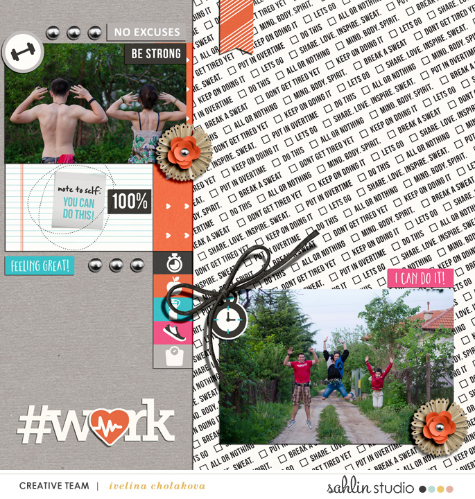 #Work digital scrapbooking page using Love your Body by Sahlin Studio