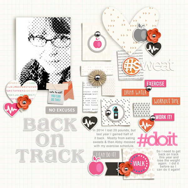 #Work Fitness Exercise digital scrapbooking page using Love your Body by Sahlin Studio