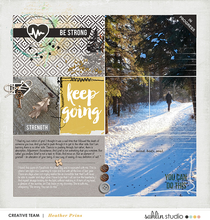 Keep Going pocket scrapbooking page using Love your Body by Sahlin Studio
