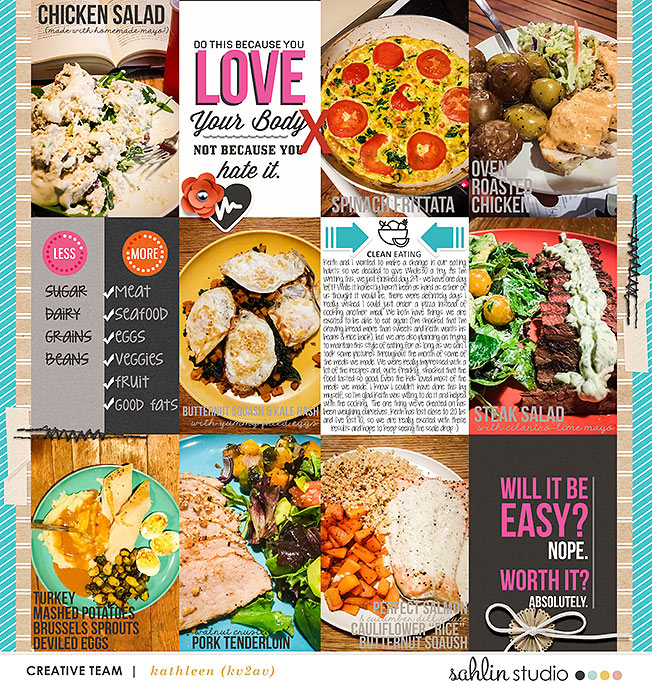 Clean Eating digital scrapbooking page using Love your Body by Sahlin Studio