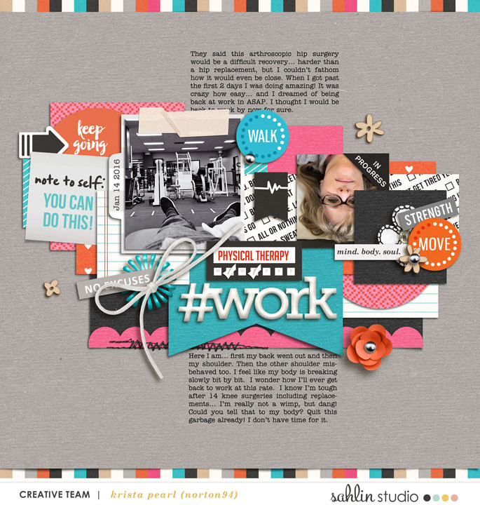 #Work Fitness Exercise digital scrapbooking page using Love your Body by Sahlin Studio