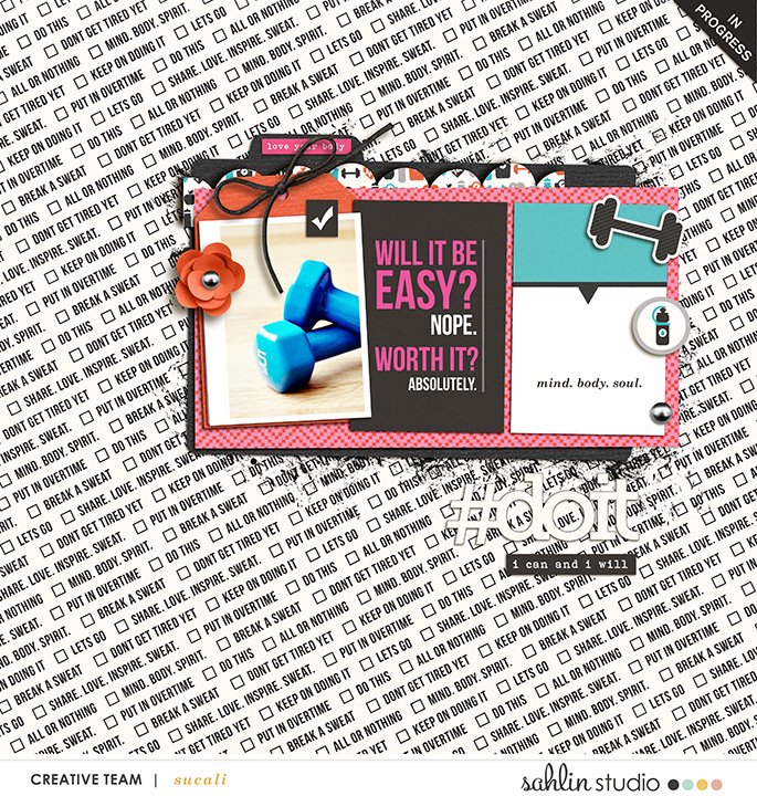 #Work Fitness Exercise digital scrapbooking page using Love your Body by Sahlin Studio