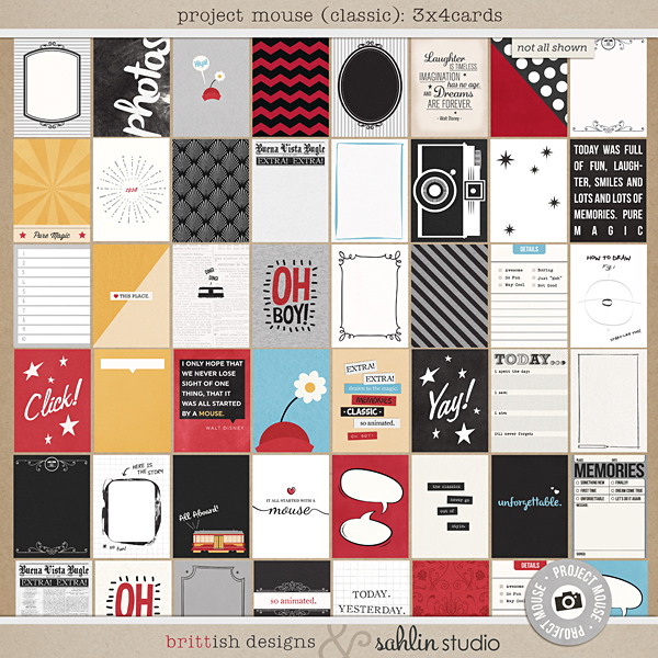 Project Mouse: Journal Cards by Britt-ish Designs and Sahlin Studio - Perfect for Disney Hollywood Studio, Mickey Project Mouse or Project Life Albums!!