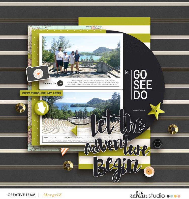 Let the adventure begin digital scrapbooking page  using Photo Journal No.2 (4x6" Templates) by Sahlin Studio