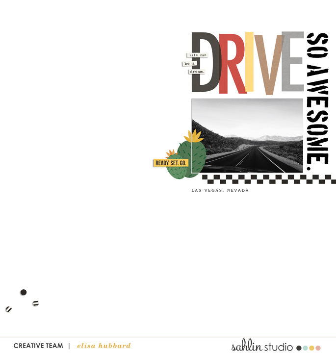 Drive digital scrapbooking page using Project Mouse (Cars) by Britt-ish Designs and Sahlin Studio