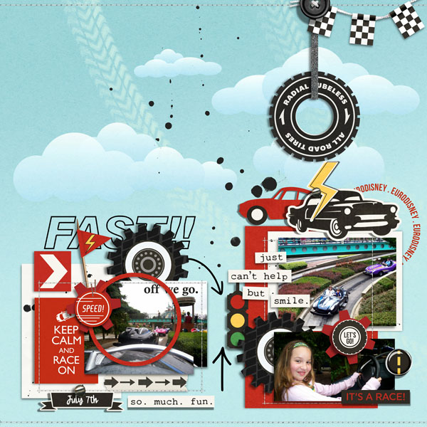 Fast digital scrapbooking page by MrsPeel Car Collection digital scrapbooking page using Project Mouse (Cars) by Britt-ish Designs and Sahlin Studio 