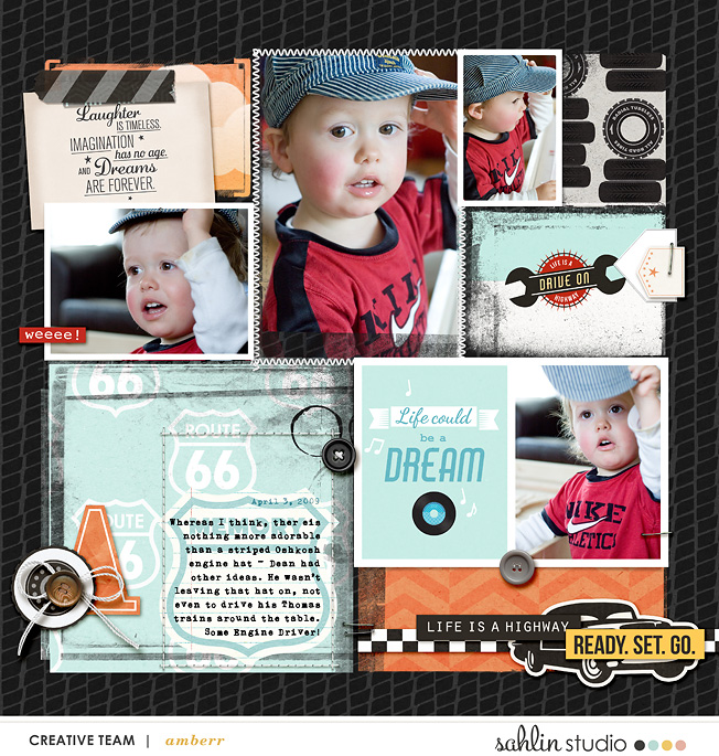 Ready set go digital pocket scrapbooking page using Project Mouse (Cars) by Britt-ish Designs and Sahlin Studio