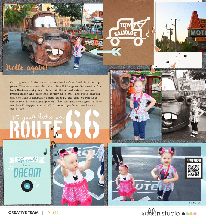 Disney's Cars digital scrapbooking page using Project Mouse (Cars) by Britt-ish Designs and Sahlin Studio