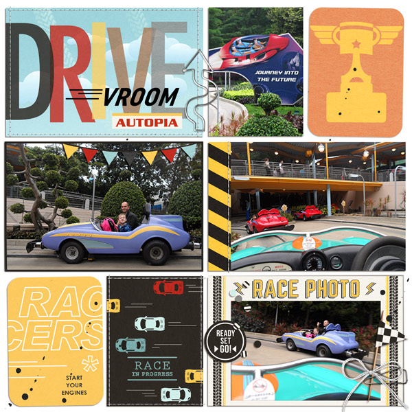 Disney's Autopia digital pocket scrapbooking page by justine using Project Mouse (Cars) by Britt-ish Designs and Sahlin Studio