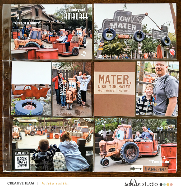 Disney's Carsland hybrid pocket scrapbooking page using Project Mouse (Cars) by Britt-ish Designs and Sahlin Studio