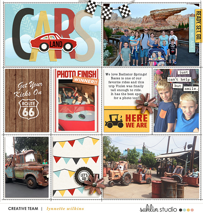 Disney's Carsland digital pocket scrapbooking page using Project Mouse (Cars) by Britt-ish Designs and Sahlin Studio