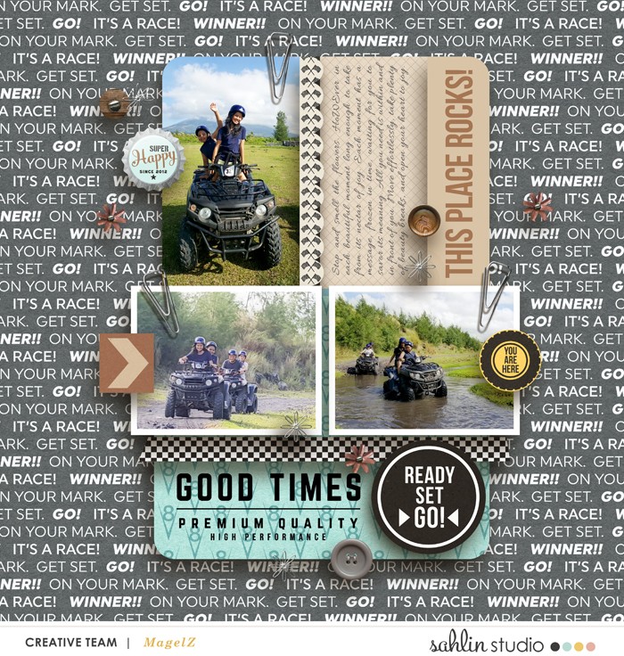 4 Wheeling Good Times digital scrapbook page using Project Mouse (Cars) by Britt-ish Designs and Sahlin Studio