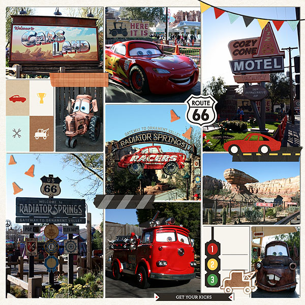 Disney's Radiator Springs digital pocket scrapbooking page using Project Mouse (Cars) by Britt-ish Designs and Sahlin Studio