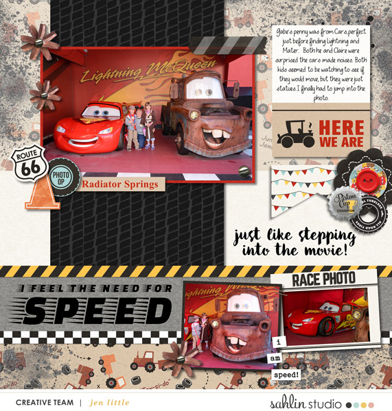 Disney's Radiator Springs digital scrapbooking page using Project Mouse (Cars) by Britt-ish Designs and Sahlin Studio 