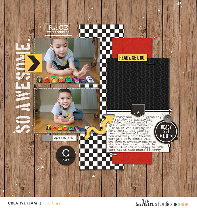 Car Collection digital scrapbooking page using Project Mouse (Cars) by Britt-ish Designs and Sahlin Studio 