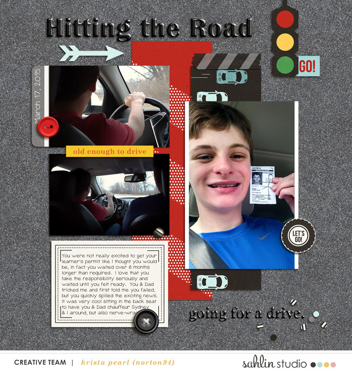 Hitting The Road digital scrapbooking page using Project Mouse (Cars) by Britt-ish Designs and Sahlin Studio 