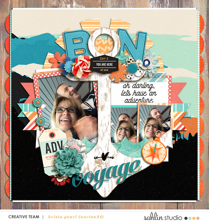 Bon Voyage digital scrapbook page using Life is an Adventure (Journal Cards and Word Art) by Sahlin Studio 