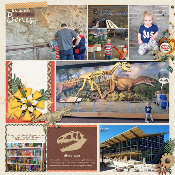 Wall of Dinosaur bones digital pocket scrapbooking page by camijo using Project Mouse: Animal by Britt-ish Designs and Sahlin Studio