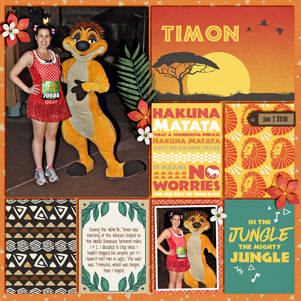 Animal Kingdom Timon Meet and Greet digital pocket scrapbooking page by heather  using Project Mouse: Animal by Britt-ish Designs and Sahlin Studio