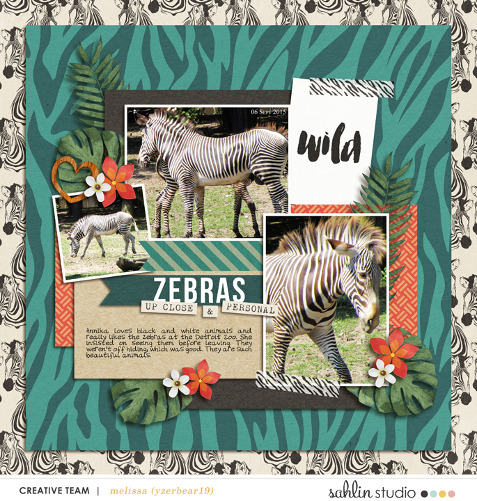 Zoo Zebras digital scrapbook page using Project Mouse: Animal by Britt-ish Designs and Sahlin Studio