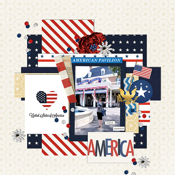 America Pavilion EPCOT  Disney Digital Scrapbook Layout page using Project Mouse (World): America by Britt-ish Design and Sahlin Studio