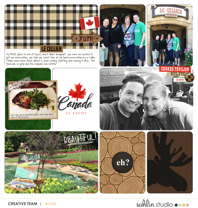 Disney Epcot Canada Lecellier Digital Scrapbook Layout page using Project Mouse (World): Canada by Britt-ish Design and Sahlin Studio