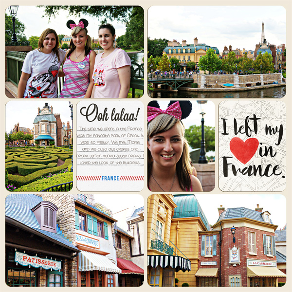 Disney Epcot France Project Life Layout page using Project Mouse (World):France by Britt-ish Design and Sahlin Studio