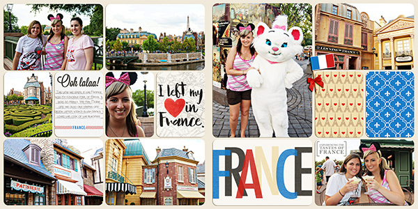 Disney Epcot France Project Life Layout page using Project Mouse (World):France by Britt-ish Design and Sahlin Studio