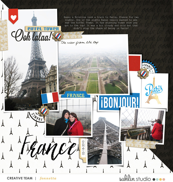 France Eiffel Tower Digital Scrapbook Layout page using Project Mouse (World):France by Britt-ish Design and Sahlin Studio