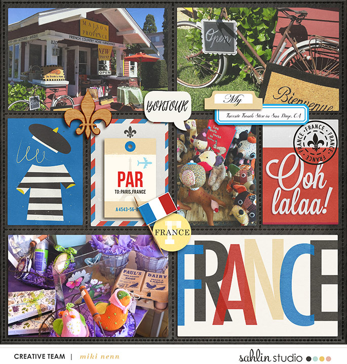 Experience France Digital Scrapbook Layout page using Project Mouse (World):France by Britt-ish Design and Sahlin Studio