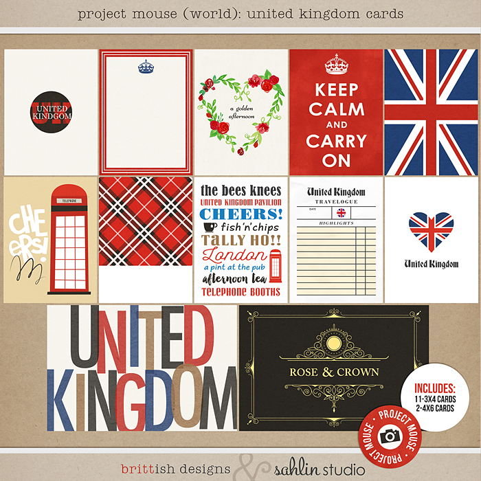 Project Mouse (World): United Kingdom  Journal Cards by Britt-ish Design and Sahlin Studio - Perfect for your Project Life or Project Mouse Disney Epcot Album!