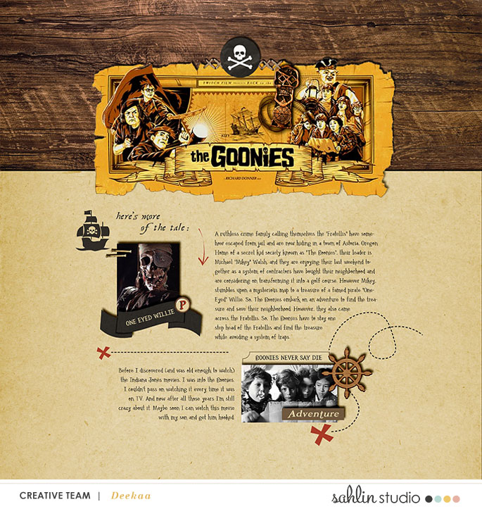 The Goonies digital scrapbooking page using Project Mouse (Pirates) by Britt-ish Designs and Sahlin Studio