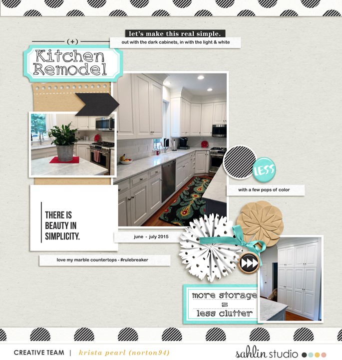 Kitchen Remodel digital scrapbook page featuring Simplify by Sahlin Studio