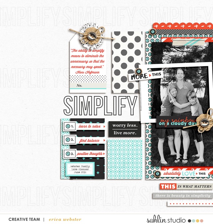 Simplify digital scrapbook page featuring Simplify by Sahlin Studio