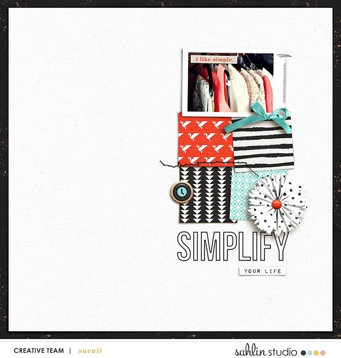 Simplify digital scrapbooking page featuring Simplify by Sahlin Studio