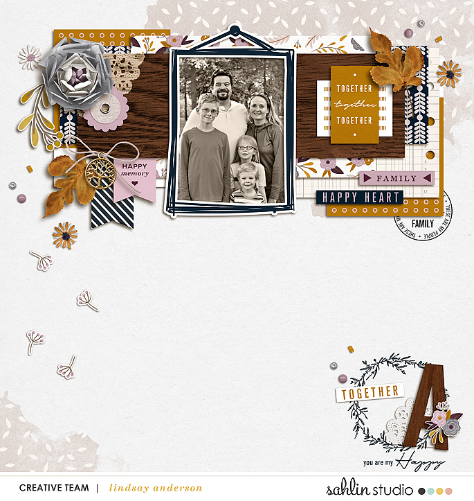 Digital Scrapbooking page using Kindred - Digital Scrapbooking Papers and Kit by Sahlin Studio