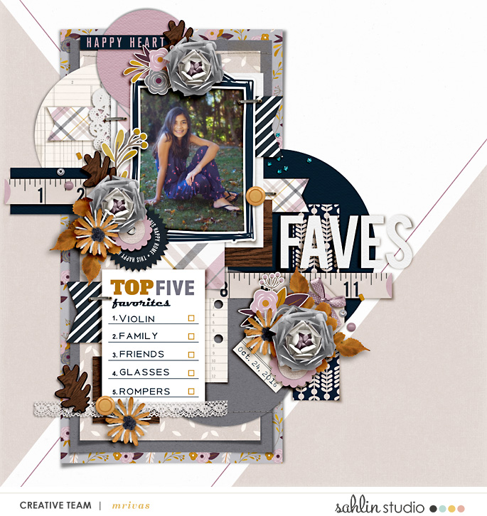 Digital Scrapbooking page using Kindred - Digital Scrapbooking Papers and Kit by Sahlin Studio