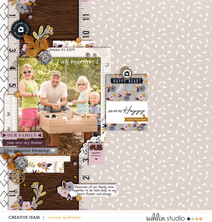 Digital Scrapbooking page using Kindred - Digital Scrapbooking Papers and Kit by Sahlin Studio