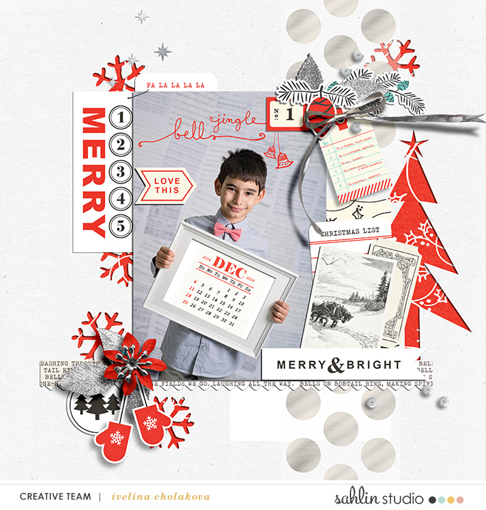 Merry digital scrapbooking page using Oh What Fun - Digital Printable Scrapbooking Kit by Sahlin Studio 