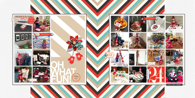 Oh What Fun digital scrapbooking double page using Oh What Fun - Digital Printable Scrapbooking Kit by Sahlin Studio 