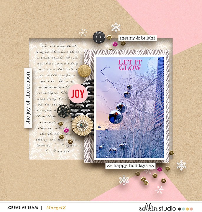 Let It Glow digital scrapbooking page using Photo Journal Templates by Sahlin Studio